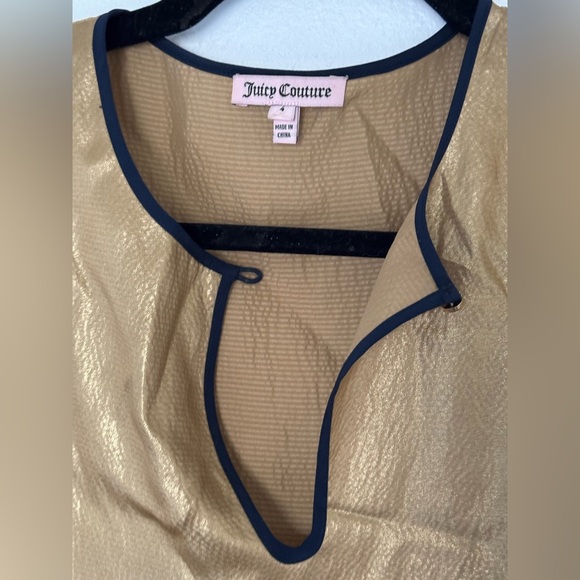 Juicy Coutour Gold Hammered Silk Dress Size 4 Retails $268 - Picture 3 of 5
